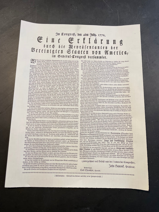 German translated Declaration of Independence