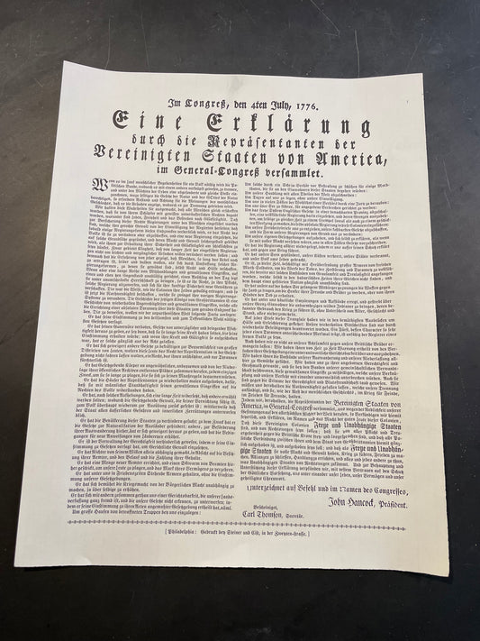 German-translated Declaration of Independence
