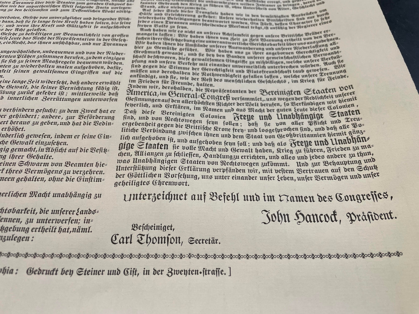 German-translated Declaration of Independence